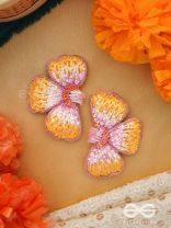 SHOBHANA - THE SHINING - SEQUINS AND RESHAM EMBROIDED EARRINGS (PINK & MUSTARD)