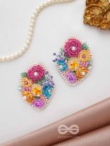 VASANTIKA- THE SPRING BLOOM - SEQUINS,PEARLS AND RESHAM EMBROIDES EARRINGS (MULTICOLOR)