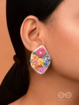 VASANTIKA- THE SPRING BLOOM - SEQUINS,PEARLS AND RESHAM EMBROIDES EARRINGS (MULTICOLOR)