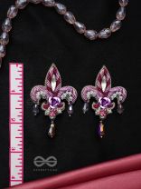 ABHINAYA - THE DRAMATIC DROP - GLASS BEADS, METAL FLOWER AND ZARI EMBROIDED EARRINGS