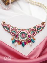 ANUTTARA - THE UNMATCHED - STONES, SEQUINS AND GLASS BEADS EMBROIDED NECKLACE