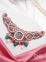 ANUTTARA - THE UNMATCHED - STONES, SEQUINS AND GLASS BEADS EMBROIDED NECKLACE