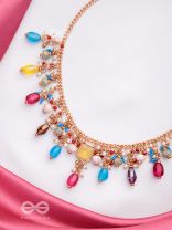 Mushita - The Ravishing Charisma - Golden Embellished Multicolor Neckpiece With Anti-Tarnish Coating 