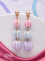 COTTON CANDY CHARMS -  CUTE BEADED EARRINGS (PURPLE, BLUE & PINK)