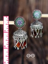 THE FLAMING FUSIONS- EMBELLISHED OXIDISED JHUMKI