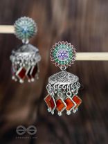 THE FLAMING FUSIONS- EMBELLISHED OXIDISED JHUMKI