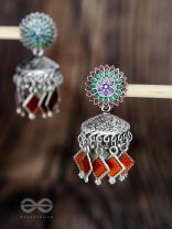 THE FLAMING FUSIONS- EMBELLISHED OXIDISED JHUMKI