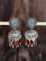 THE FLAMING FUSIONS- EMBELLISHED OXIDISED JHUMKI