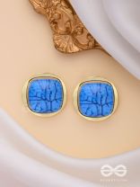 ICE TO SEE YOU - GOLDEN ENAMELLED STUDS (BLUE)