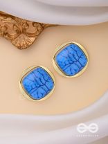 ICE TO SEE YOU - GOLDEN ENAMELLED STUDS (BLUE)