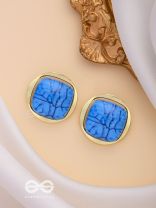 ICE TO SEE YOU - GOLDEN ENAMELLED STUDS (BLUE)