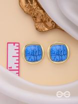 ICE TO SEE YOU - GOLDEN ENAMELLED STUDS (BLUE)