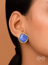 ICE TO SEE YOU - GOLDEN ENAMELLED STUDS (BLUE)