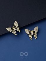 MIDNIGHT BUTTERFLIES - GOLDEN PEARL STUDS