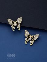 MIDNIGHT BUTTERFLIES - GOLDEN PEARL STUDS