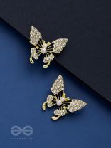 MIDNIGHT BUTTERFLIES - GOLDEN PEARL STUDS