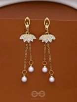 THE LOTUS CHIMES- GOLDEN DROP PEARL EARRINGS