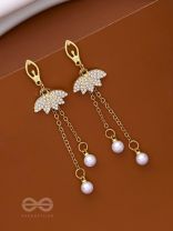 THE LOTUS CHIMES- GOLDEN DROP PEARL EARRINGS