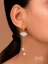 THE LOTUS CHIMES- GOLDEN DROP PEARL EARRINGS