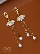 THE LOTUS CHIMES- GOLDEN DROP PEARL EARRINGS