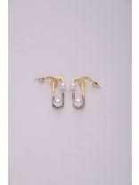 INTERLOCKED SPLENDOR - GOLDEN PEARL DROP EARRINGS