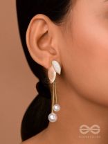 ALWAYS AN ANGEL - PEARL & ENAMELLED EAR JACKETS (GOLD & WHITE)