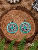 THE MANDALA EFFECT - EMBELLISHED OXIDISED EARRINGS (BLUE)