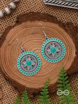 THE MANDALA EFFECT - EMBELLISHED OXIDISED EARRINGS (BLUE)