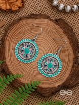 THE MANDALA EFFECT - EMBELLISHED OXIDISED EARRINGS (BLUE)
