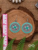 THE MANDALA EFFECT - EMBELLISHED OXIDISED EARRINGS (BLUE)