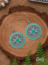 THE MANDALA EFFECT - EMBELLISHED OXIDISED EARRINGS (BLUE)