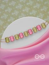 The Tropical Blush - Statement Choker Neckpiece With Anti-Tarnish Coating (Pink & Green)