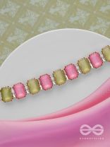 The Tropical Blush - Statement Choker Neckpiece With Anti-Tarnish Coating (Pink & Green)