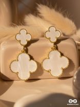 GOOD LUCK CHARM - GOLDEN & WHITE DROP EARRINGS