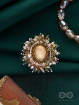 PRAKHYAATI - THE ILLUMINATING CRYSTAL - STONE AND BEADS EMBROIDERED RING (MULTICOLOR)