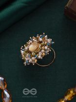 PRAKHYAATI - THE ILLUMINATING CRYSTAL - STONE AND BEADS EMBROIDERED RING (MULTICOLOR)