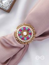 UPARATI - REFLECTION OF CALMNESS - BEADS AND PEARLS EMBROIDERED RING (MULTICOLOR)