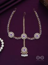 Kanichi - A Floral Blossom - Pearl Drops, Beads And Stone Hand Embroidered Maathapatti