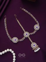 Kanichi - A Floral Blossom - Pearl Drops, Beads And Stone Hand Embroidered Maathapatti