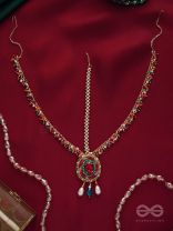 MADHUVARDHA - A RED CLOUD - STONE AND BEADS EMBROIDERED MAANGTIKA