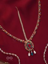 MADHUVARDHA - A RED CLOUD - STONE AND BEADS EMBROIDERED MAANGTIKA