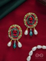 ARUNRATNA - THE RED GEM - BEADS, PEARLS AND STONE EMBROIDERED EARRINGS (MULTICOLOR)