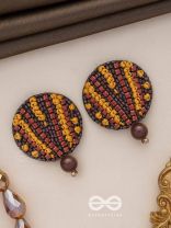 Mrdu - The Soft Nuance - Resham And Cutdana Hand Embroidered Earrings (Brown)