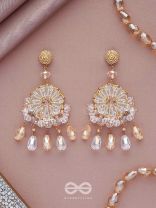 PRASANNA - THE PURE - BEADS AND GLASS DROPS EMBROIDERED EARRINGS