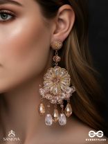 PRASANNA - THE PURE - BEADS AND GLASS DROPS EMBROIDERED EARRINGS