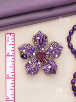 SVABHĀVIKA - THE NATURAL GRACE - STONE, SEQUINS AND PEARLS EMBROIDERED EARRINGS (PURPLE)