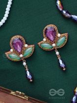 MANIRANJINI - DELIGHTENING IN JEWELS - STONES, BEADS, GLASS AND PEARL DROP EMBROIDERED EARRINGS