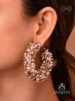 Vilokita - The Shining Garlands -Beaded Hand Embroidered Hoop Earrings