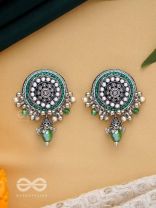 VILAKSHANA - THE EXCEPTIONAL ONE - CUTDANA AND GLASS DROP EMBROIDERED AND OXIDISED EARRINGS
