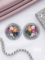 Varnin - The Spring Colors - Sequins, Beads And Stones Hand Embroidered Oxidised Earrings